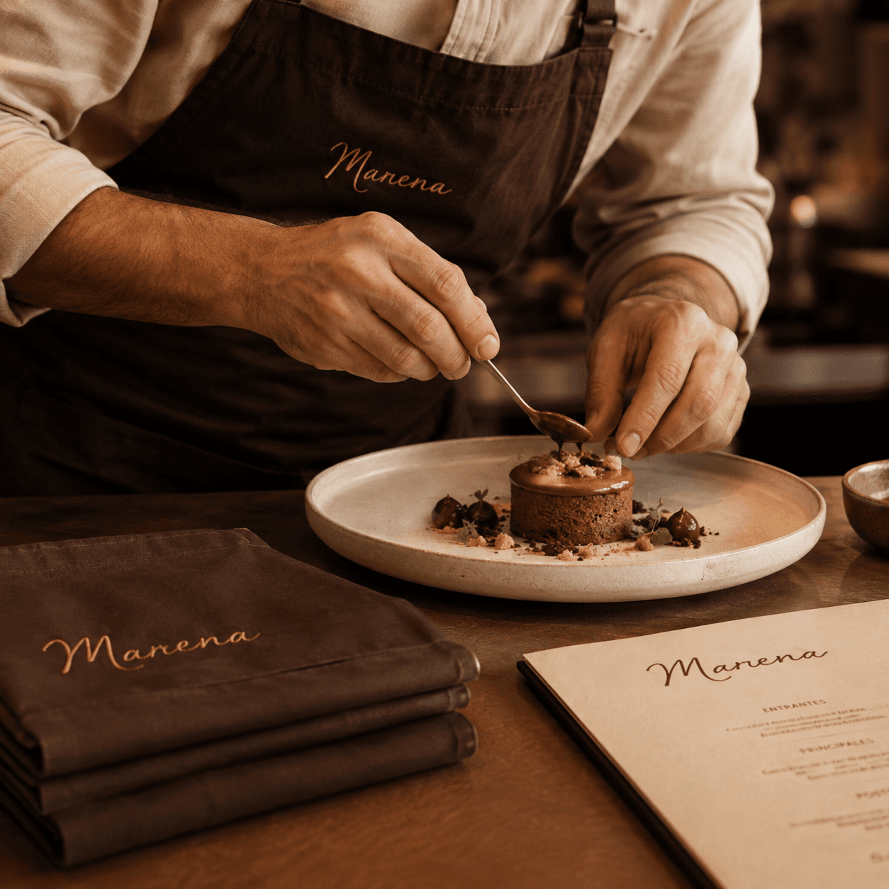Detalle de presentación gastronómica en restaurante